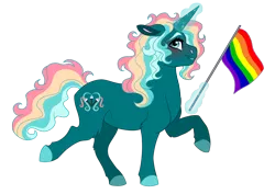 Size: 1280x906 | Tagged: safe, artist:cascayd, derpibooru import, oc, oc:cascading river, unofficial characters only, pony, unicorn, flag, lgbt, male, pride, pride flag, solo