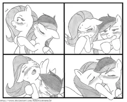 Size: 1594x1286 | Tagged: suggestive, artist:khaotixdreamfd, derpibooru import, fluttershy, rainbow dash, pegasus, pony, female, flutterdash, grayscale, kissing, lesbian, licking, mare, monochrome, pencil drawing, shipping, simple background, tongue out, traditional art, white background