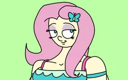 Size: 1280x800 | Tagged: safe, artist:jazzystarlover, derpibooru import, fluttershy, equestria girls, green background, simple background, solo