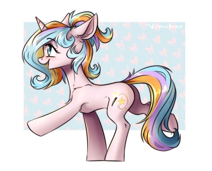 Size: 1953x1581 | Tagged: safe, artist:vincher, derpibooru import, oc, oc:oofy colorful, unofficial characters only, pony, unicorn, solo