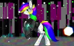 Size: 1920x1200 | Tagged: safe, artist:brainiac, derpibooru import, oc, oc:confetti, pony, commission, contest winner, glowstick, rearing, solo, ych result