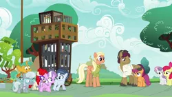 Size: 1920x1080 | Tagged: safe, derpibooru import, screencap, apple bloom, diamond tiara, mane allgood, scootaloo, shady daze, silver spoon, snails, snap shutter, snips, sweetie belle, twist, cragadile, crocodile, earth pony, pegasus, pony, unicorn, the last crusade, braid, cage, colt, cutie mark, cutie mark crusaders, female, filly, glasses, male, the cmc's cutie marks, unshorn fetlocks