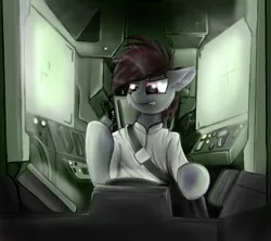 Size: 4500x4000 | Tagged: artist needed, safe, derpibooru import, oc, oc:skywalk shadow, unofficial characters only, pony, angry, buttons, clothes, cockpit, hoof hold, male, mech, monitors, seatbelt, stallion