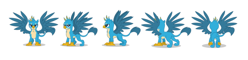 Size: 8000x1931 | Tagged: safe, artist:twilight-twinkle, derpibooru import, gallus, gryphon, male, paws, rotation, spread wings, turnaround, wings