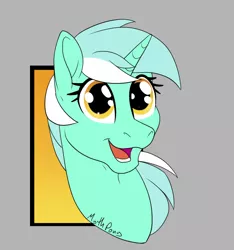 Size: 764x816 | Tagged: safe, artist:mythpony, derpibooru import, lyra heartstrings, pony, unicorn, bust, portrait, smiling, solo