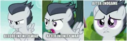 Size: 4096x1351 | Tagged: safe, artist:jawsandgumballfan24, derpibooru import, edit, edited screencap, screencap, rumble, pegasus, pony, avengers: endgame, avengers: infinity war, caption, colt, image macro, male, marvel, text