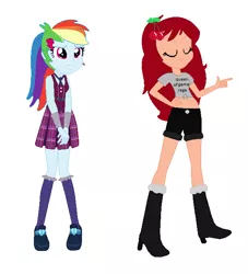 Size: 572x629 | Tagged: safe, artist:art1stg1rl, artist:selenaede, derpibooru import, rainbow dash, oc, oc:cherry cheesecake, equestria girls, base used, simple background, white background