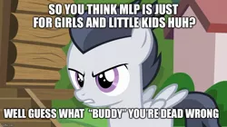 Size: 888x499 | Tagged: safe, artist:jawsandgumballfan24, derpibooru import, edit, edited screencap, screencap, rumble, pegasus, pony, marks and recreation, caption, colt, image macro, male, text