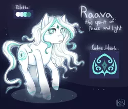 Size: 4538x3860 | Tagged: safe, artist:karamboll, derpibooru import, ponified, earth pony, pony, avatar the last airbender, curly hair, glow, invisible, long hair, magic, raava, reference sheet, solo, spirit, the legend of korra, white
