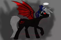 Size: 4100x2700 | Tagged: safe, artist:ghost994, derpibooru import, oc, oc:aria, oc:ghost, bat pony, hybrid, fanfic art, father and child, father and daughter, female, filly, funny, male, menacing, red and black oc, red eyes, red wings, spanish text