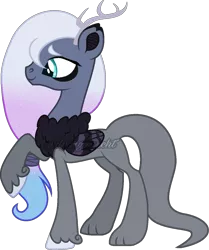 Size: 818x977 | Tagged: artist:t-aroutachiikun, base used, derpibooru import, hybrid, interspecies offspring, male, oc, oc:hyperion, offspring, parent:discord, parent:princess luna, parents:lunacord, safe, simple background, solo, transparent background