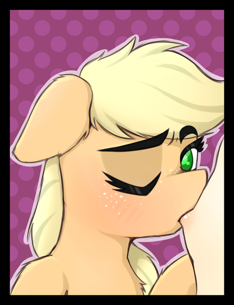 Size: 2360x3080 | Tagged: questionable, artist:anon_1515, derpibooru import, applejack, earth pony, human, pony, abstract background, breasts, chest fluff, delicious flat chest, eyebrows, eyelashes, female, floppy ears, frame, freckles, human female, human on pony action, interspecies, lesbian, looking at you, mare, mare on human female, nipples, nudity, offscreen character, one eye closed, outline, raised hoof, suckling