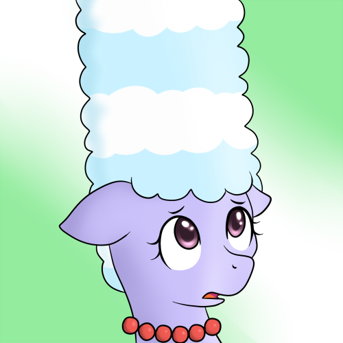 Size: 500x500 | Tagged: safe, artist:marikaefer, derpibooru import, cloudchaser, pony, ask flitter and cloudchaser, alternate hairstyle, marge simpson, solo, the simpsons