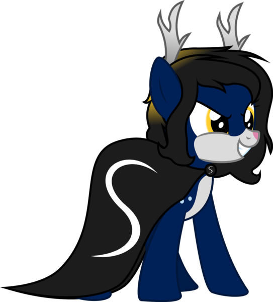 Size: 1024x1132 | Tagged: artist:jeremeymcdude, corrupted, deer, deer pony, derpibooru import, evil grin, female, grin, oc, oc:spirit, original species, safe, simple background, smiling, solo, transparent background, vector