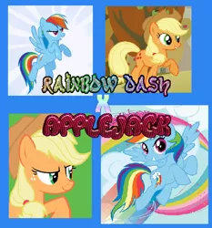 Size: 580x622 | Tagged: safe, artist:art1stg1rl, derpibooru import, edit, edited screencap, screencap, applejack, rainbow dash, pony, appledash, art trade, collage, female, lesbian, shipping