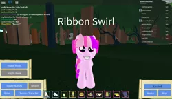 Size: 1280x738 | Tagged: safe, artist:abbythegamer, derpibooru import, oc, oc:ribbon swirl, unofficial characters only, pony, 3d, game screencap, roblox, roleplay is magic, solo