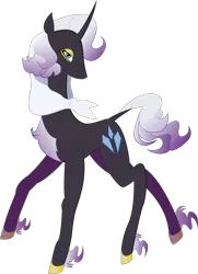 Size: 927x1280 | Tagged: safe, artist:sleepy--demon, derpibooru import, part of a set, rarity, pony, unicorn, leak, spoiler:g5, chest fluff, coat markings, colored hooves, dock, eyeshadow, female, g5, lidded eyes, looking at you, makeup, mare, rarity (g5), redesign, simple background, solo, transparent background, unshorn fetlocks