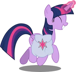 Size: 6474x6152 | Tagged: safe, artist:itv-canterlot, derpibooru import, twilight sparkle, twilight sparkle (alicorn), alicorn, pony, the hooffields and mccolts, .ai available, .svg available, absurd resolution, bag, cute, eyes closed, female, grin, happy, magic, mare, saddle bag, simple background, smiling, solo, telekinesis, transparent background, trotting, twiabetes, vector