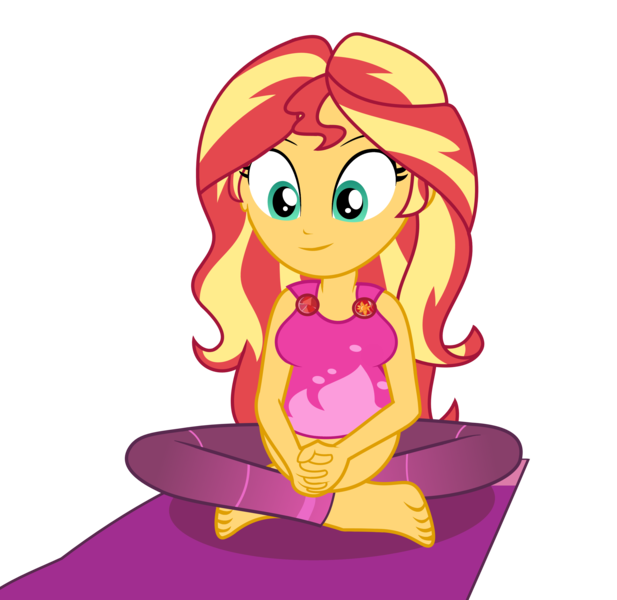 Size: 2802x2726 | Tagged: safe, artist:pacificside18, derpibooru import, sunset shimmer, equestria girls, equestria girls series, wake up!, spoiler:choose your own ending (season 2), spoiler:eqg series (season 2), barefoot, belly, big belly, big breasts, breasts, clothes, feet, female, geode of empathy, magical geodes, pants, pregnant, pregnant equestria girls, simple background, solo, sunset preggers, transparent background, vector, wake up!: rainbow dash, yoga, yoga mat, yoga pants
