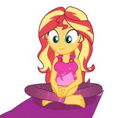 Size: 2802x2726 | Tagged: safe, artist:pacificside18, derpibooru import, sunset shimmer, equestria girls, equestria girls series, wake up!, spoiler:choose your own ending (season 2), spoiler:eqg series (season 2), barefoot, belly, big belly, big breasts, breasts, clothes, feet, female, geode of empathy, magical geodes, pants, pregnant, pregnant equestria girls, simple background, solo, sunset preggers, transparent background, vector, wake up!: rainbow dash, yoga, yoga mat, yoga pants