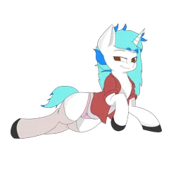 Size: 1000x1000 | Tagged: suggestive, artist:inky scroll, derpibooru import, oc, oc:snowy blue, pony, unicorn, clothes, panties, simple background, socks, solo, thick, thigh highs, trans male, transgender, transparent background, underwear