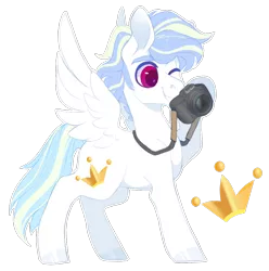 Size: 1014x1022 | Tagged: safe, artist:shady-bush, derpibooru import, oc, oc:first rate, pegasus, pony, camera, male, offspring, parent:double diamond, parent:rainbow dash, parents:doubledash, simple background, solo, stallion, transparent background