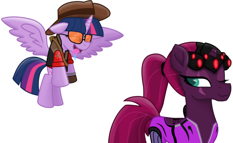 Size: 14880x9129 | Tagged: safe, alternate version, artist:ejlightning007arts, derpibooru import, edit, tempest shadow, twilight sparkle, twilight sparkle (alicorn), alicorn, pony, drool, female, flying, lesbian, one eye closed, overwatch, shipping, simple background, sniper, sunglasses, team fortress 2, tempestlight, transparent background, twilight sniper, vector, widowmaker, widowtempest, wings, wink