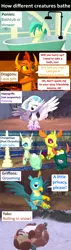 Size: 1920x6780 | Tagged: safe, artist:red4567, derpibooru import, gallus, ocellus, pharynx, sandbar, silverstream, smolder, thorax, yona, changedling, changeling, dragon, gryphon, pony, yak, 3d, bath, bathhouse, bathtub, behaving like a bird, behaving like a cat, changedling brothers, comic, female, grooming, implied garble, king thorax, lava, male, offscreen character, preening, prince pharynx, snow, source filmmaker, student six