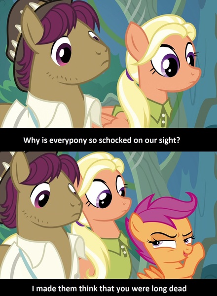 Size: 1220x1664 | Tagged: safe, artist:fluttershyisnot adoormat, derpibooru import, edit, edited screencap, screencap, scootaloo, pony, the last crusade, meme, misspelling