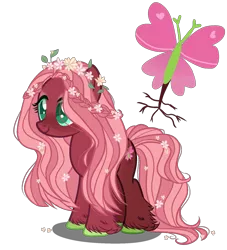 Size: 852x938 | Tagged: safe, artist:gihhbloonde, artist:meimisuki, derpibooru import, oc, unofficial characters only, earth pony, pony, adoptable, base used, eyeshadow, female, floral head wreath, flower, flower in hair, freckles, leaf, magical lesbian spawn, makeup, mare, offspring, parent:fluttershy, parent:tree hugger, parents:flutterhugger, solo, unshorn fetlocks