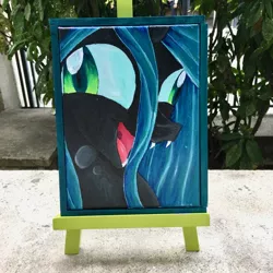 Size: 1024x1024 | Tagged: artist:colorsceempainting, canvas, changeling, changeling queen, crazylis, derpibooru import, female, painting, queen chrysalis, safe, solo
