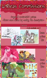 Size: 2452x4088 | Tagged: safe, artist:69beas, derpibooru import, pinkie pie, princess luna, oc, alicorn, earth pony, pony, unicorn, advertisement, alicorn oc, basket, bed, bow, clothes, collar, commission, commission info, couple, cupcake, digital art, duo, ethereal mane, female, folded wings, food, glasses, heart, horn, jewelry, lying down, male, mare, monochrome, one eye closed, prone, reference sheet, regalia, shipping, smiling, socks, solo, spread wings, stallion, text, tomato, traditional art, wings