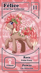 Size: 800x1399 | Tagged: artist:vavacung, character card, derpibooru import, female, oc, oc:felice, original species, pactio card, pond pony, safe