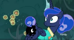 Size: 1672x917 | Tagged: safe, derpibooru import, screencap, princess luna, pony, between dark and dawn, burrs, butt, literal butthurt, pain, plot