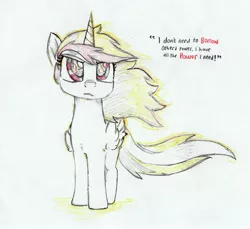 Size: 3550x3247 | Tagged: safe, artist:foxtrot3, derpibooru import, oc, oc:vida emotionate, unofficial characters only, alicorn, pony, aura, looking at you, power, speech, talking