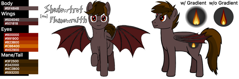 Size: 1200x400 | Tagged: safe, artist:caucow, derpibooru import, oc, oc:shadowtrot flamewraith, unofficial characters only, pegasus, pony, male, reference sheet, solo, stallion