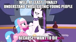 Size: 888x499 | Tagged: safe, derpibooru import, edit, edited screencap, screencap, aloe, princess celestia, alicorn, earth pony, pony, between dark and dawn, alternate hairstyle, caption, celestia is not amused, hair dye, i want to die, image macro, meme, punklestia, text, unamused