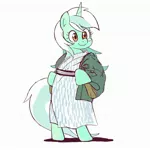 Size: 1793x1793 | Tagged: safe, artist:cottonbudfilly, derpibooru import, lyra heartstrings, semi-anthro, unicorn, clothes, cute, female, jacket, lyrabetes, mare, simple background, smiling, solo, white background, yukata