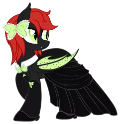 Size: 1253x1300 | Tagged: safe, artist:crystal-tranquility, derpibooru import, oc, oc:juicy melon, unofficial characters only, bat pony, pony, clothes, dress, female, mare, simple background, solo, transparent background