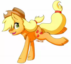 Size: 1865x1681 | Tagged: safe, artist:noxi1_48, derpibooru import, applejack, pony, cheek fluff, chest fluff, cute, digital art, ear fluff, fluffy, hair over one eye, happy, jackabetes, leg fluff, open mouth, shoulder fluff, solo