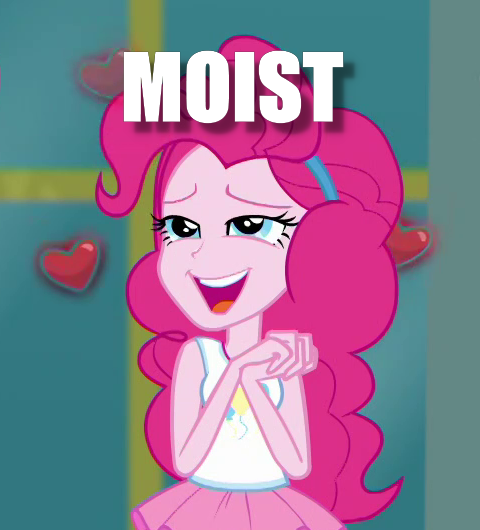 Size: 480x530 | Tagged: suggestive, derpibooru import, edit, edited screencap, screencap, pinkie pie, equestria girls, equestria girls series, super squad goals, caption, cropped, image macro, moist, text