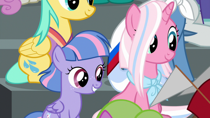 Size: 1280x720 | Tagged: safe, derpibooru import, screencap, clear sky, wind sprint, pegasus, pony, unicorn, common ground, female, like mother like daughter, mother and child, mother and daughter