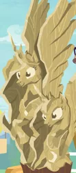 Size: 480x1080 | Tagged: safe, derpibooru import, screencap, princess celestia, princess luna, alicorn, pony, between dark and dawn, cropped, wood, wood carving