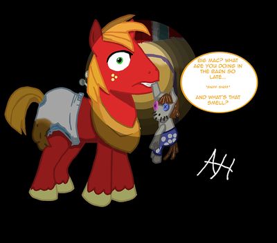 Size: 400x352 | Tagged: grotesque, questionable, artist:animehyper, derpibooru import, applejack, big macintosh, smarty pants, pony, adult foal, baby, baby macintosh, caught, comic, crybaby, diaper, diaper fetish, fetish, image, jpeg, male, mental regression, messy diaper, offscreen character, poop, poopy diaper, scat, small resolution, solo, solo male, stallion, talking