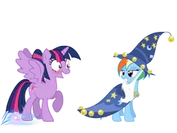 Size: 8000x6000 | Tagged: safe, artist:nightmaremoons, derpibooru import, rainbow dash, twilight sparkle, twilight sparkle (alicorn), alicorn, pony, absurd resolution, clothes, costume, female, lesbian, shipping, show accurate, simple background, transparent background, twidash, wings