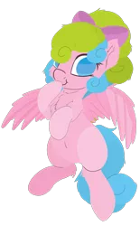 Size: 1180x1900 | Tagged: safe, artist:rhythmpixel, derpibooru import, oc, oc:lolly cups, unofficial characters only, pegasus, pony, belly, belly button, bow, chest fluff, female, flying, looking at you, mare, simple background, solo, transparent background, wings