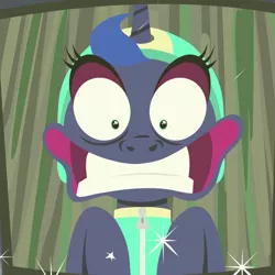 Size: 1080x1080 | Tagged: safe, derpibooru import, screencap, princess luna, alicorn, pony, between dark and dawn, coffee mug, cropped, faic, female, gums, helmet, majestic as fuck, mare, mug, photo, scared, souvenir, terrified, wavy mouth, wide eyes, zipline