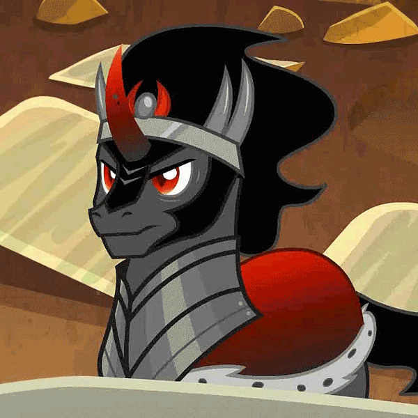 Size: 640x640 | Tagged: safe, derpibooru import, edit, edited screencap, screencap, king sombra, pony, unicorn, the beginning of the end, animated, blinking, cropped, cute, evil lair, gif, grogar's lair, lair, male, solo, sombradorable