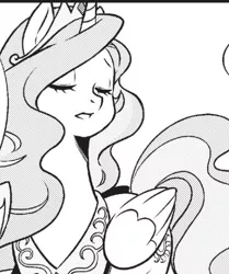 Size: 538x644 | Tagged: safe, derpibooru import, official, seven seas, princess celestia, alicorn, pony, my little pony: the manga, my little pony: the manga volume 1, spoiler:manga, spoiler:manga1, female, manga, mare, monochrome