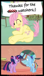 Size: 4000x6800 | Tagged: suggestive, artist:nightmaremoons, derpibooru import, fluttershy, rainbow dash, twilight sparkle, twilight sparkle (alicorn), alicorn, pegasus, pony, alternate hairstyle, butt, comic, cute, female, flutterbutt, lesbian, mare, milestone, plot, public, shipping, show accurate, shyabetes, spread wings, twidash, wingboner, wings